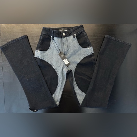 Fashion Nova Black and Gray Boot Cut Jeans - Picture 5 of 13